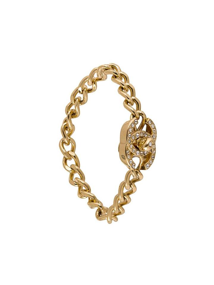 Chanel Vintage Turnlock Motif Chain Bracelet, Women's, Metallic