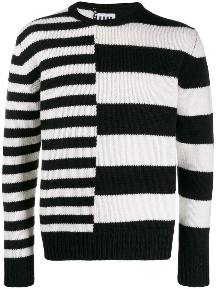 Les Hommes Urban Striped Knit Jumper - White