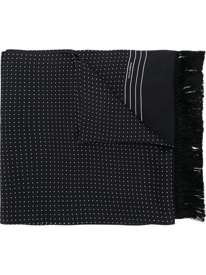 Dolce & Gabbana Polka Dot Scarf, Men's, Black, Silk