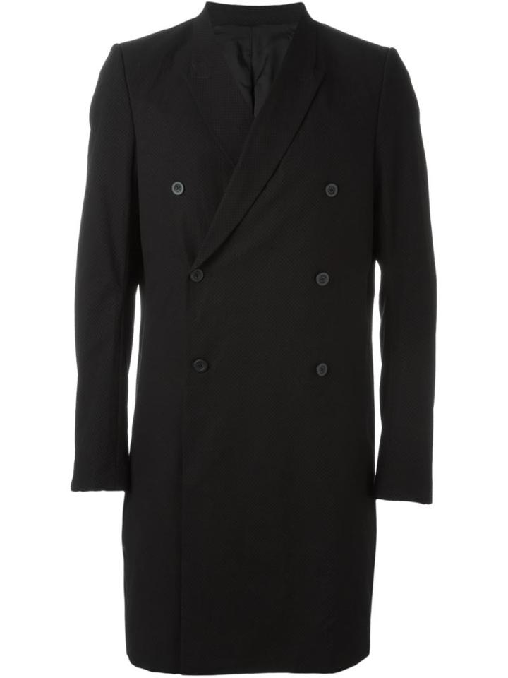 Rick Owens Double Breasted Coat, Men's, Size: 48, Black, Cotton/viscose/cupro