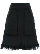 Love Moschino Frayed Skirt, Women's, Size: 44, Black, Cotton/spandex/elastane