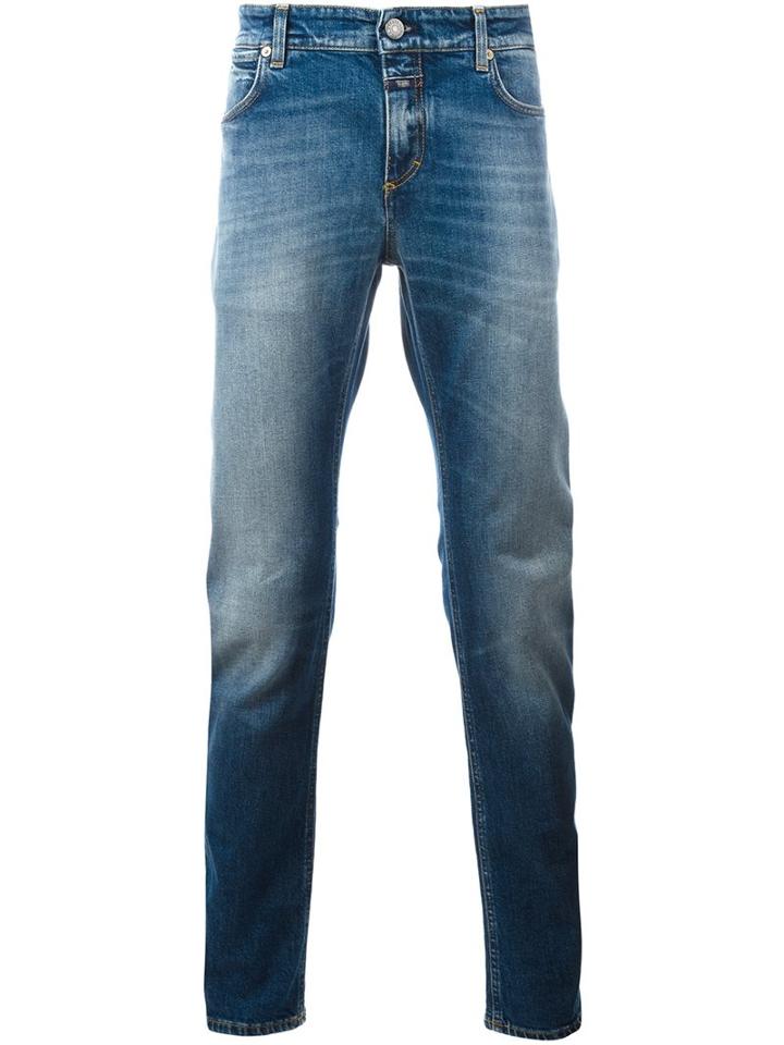 Closed Stone Washed Slim Jeans, Men's, Size: 34/34, Blue, Cotton/spandex/elastane