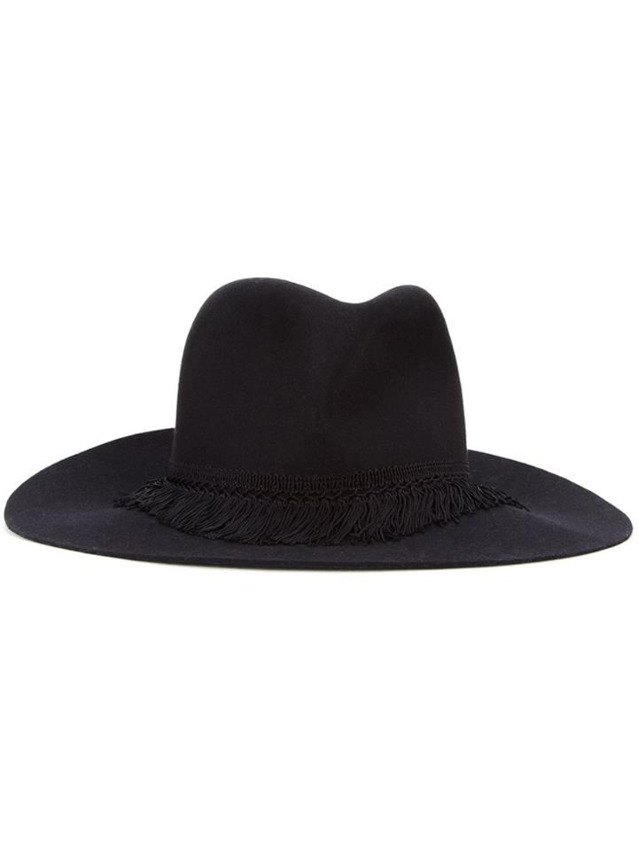 Kijima Takayuki Fringed Fedora Hat - Black