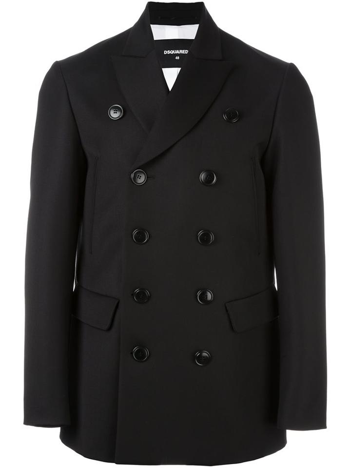 Dsquared2 Classic Peacoat, Men's, Size: 50, Black, Cotton/polyester/virgin Wool