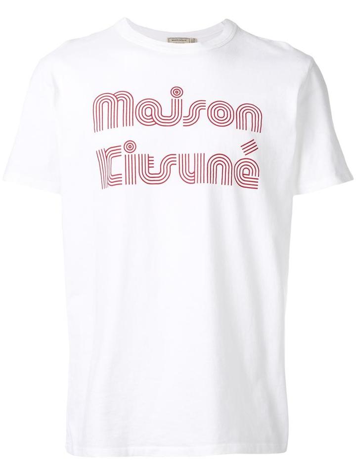 Maison Kitsuné Retro Logo T-shirt, Men's, Size: Large, White, Cotton