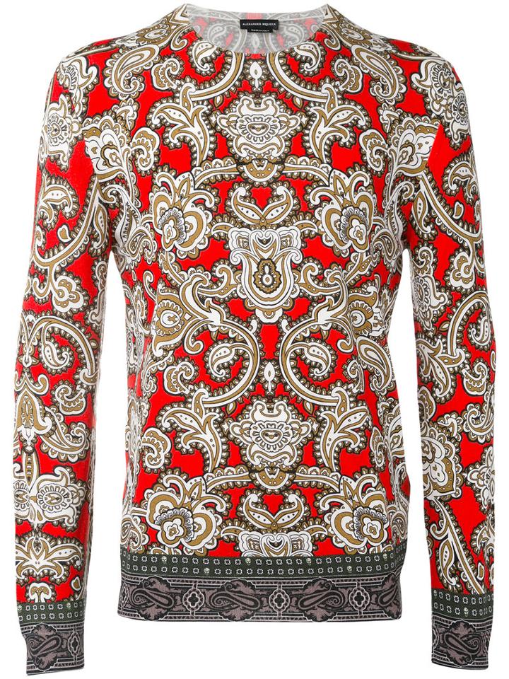 Alexander Mcqueen - Paisley Printed Sweater - Men - Silk/wool - M, Black, Silk/wool