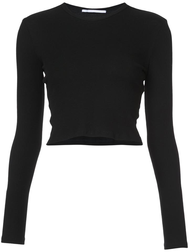 Rosetta Getty Cropped Long Sleeve Top - Black