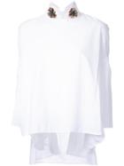Delpozo Embroidered Collar Top, Women's, Size: 44, White, Cotton