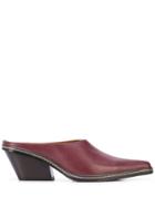 Callipygian Slip-on Block Mules - Red