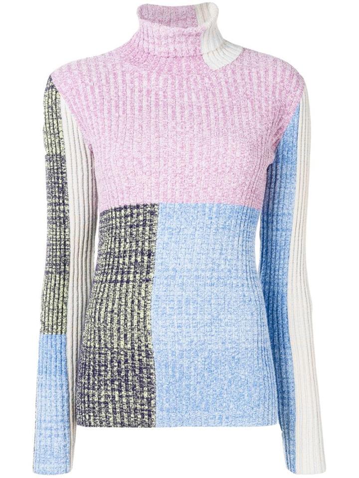 3.1 Phillip Lim Marled Mixed-patchwork Turtleneck - Blue