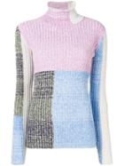 3.1 Phillip Lim Marled Mixed-patchwork Turtleneck - Blue