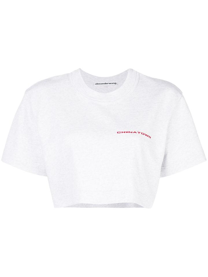 Alexander Wang 'chynatown' Cropped T-shirt - Grey