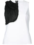 Lydia L. Contrast Patch Sleeveless Top - White