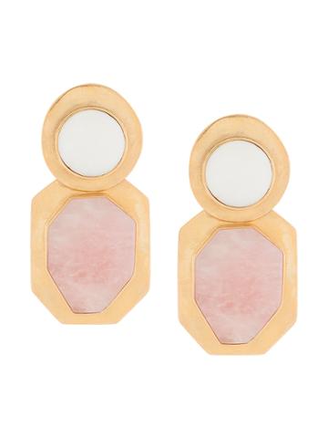 Liya Pearl & Quartz Stone Earrings - Pink & Purple