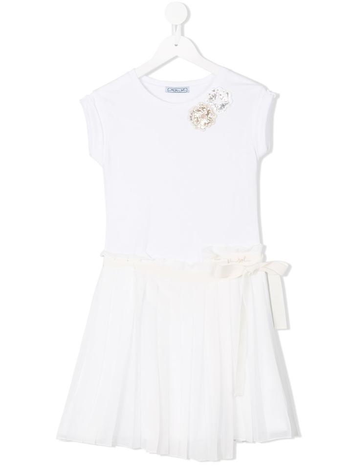 Mi Mi Sol - Belted T-shirt Dress - Kids - Cotton/polyester - 10 Yrs, White