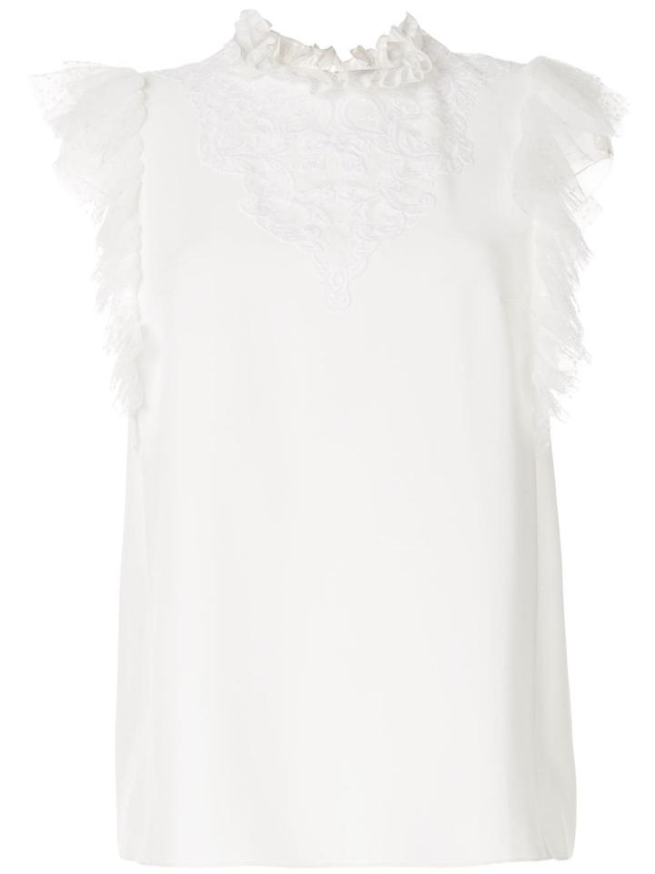 Ingie Paris Sleeveless Ruffle Neck Top - White