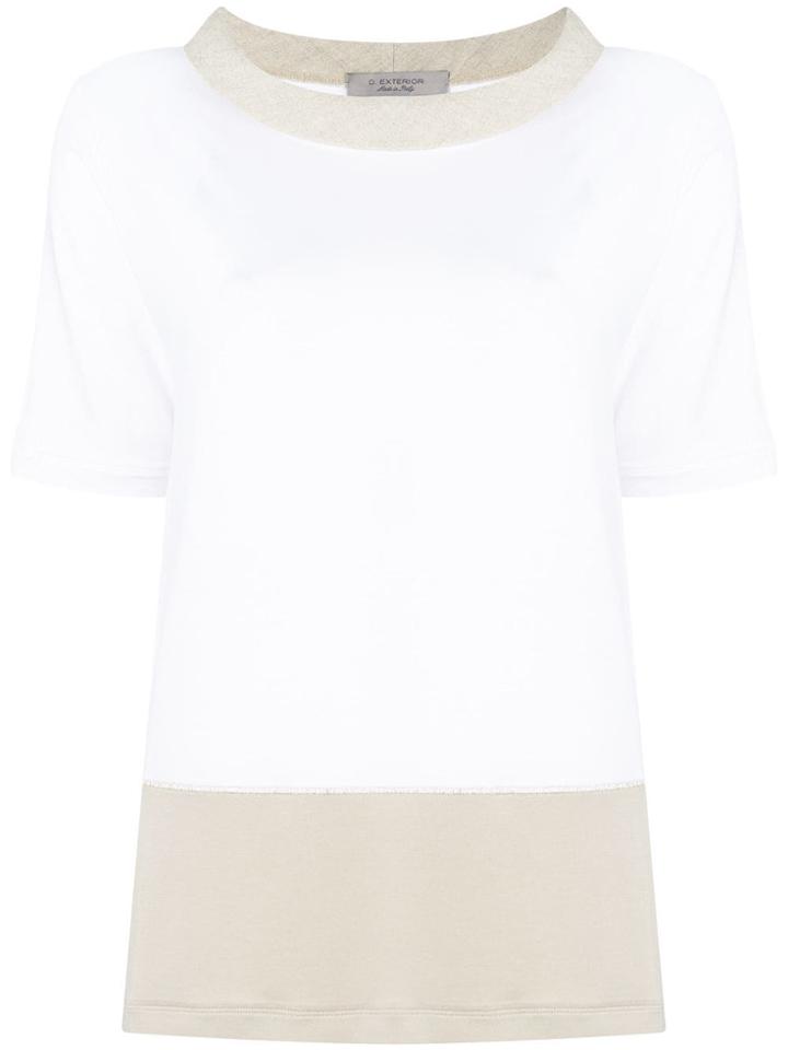 D.exterior Colour Blocked Jersey Top - White