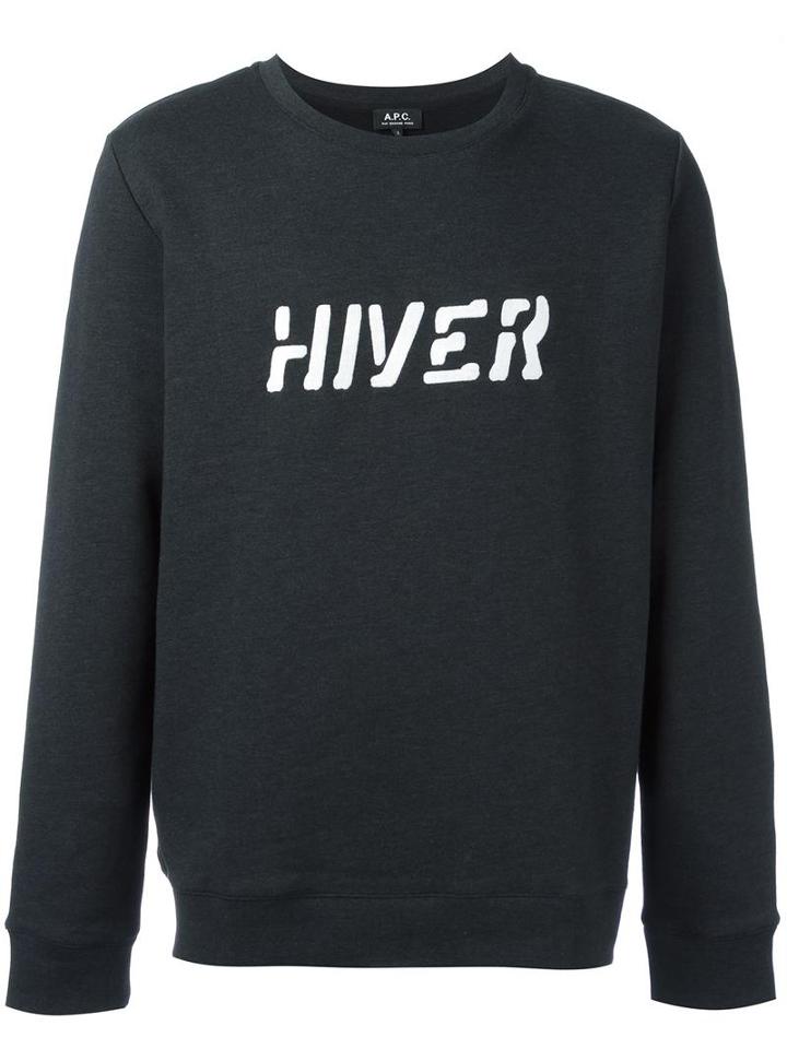 A.p.c. Hiver Print Sweatshirt, Men's, Size: Xl, Grey, Cotton/polyester