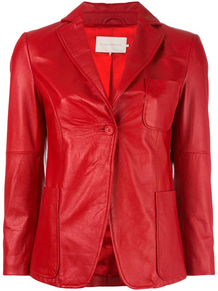 L'autre Chose Fitted Jacket, Women's, Size: 38, Red, Leather/nylon