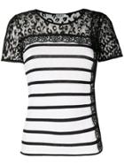 Liu Jo Striped Sheer Panel T-shirt - Black