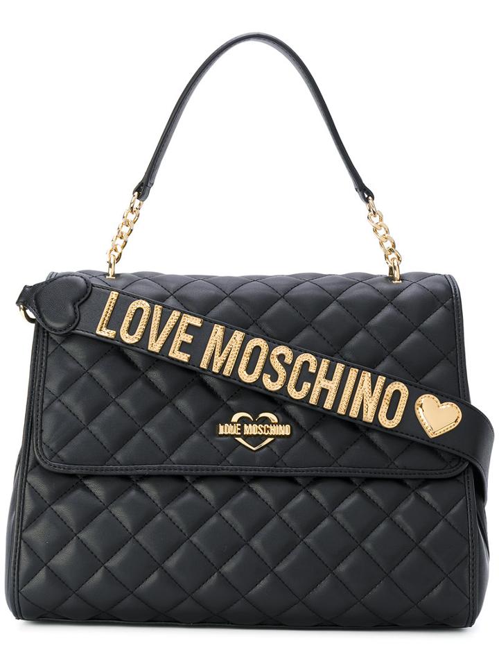 Love Moschino - Flap Closure Quilted Tote - Women - Polyurethane - One Size, Black, Polyurethane