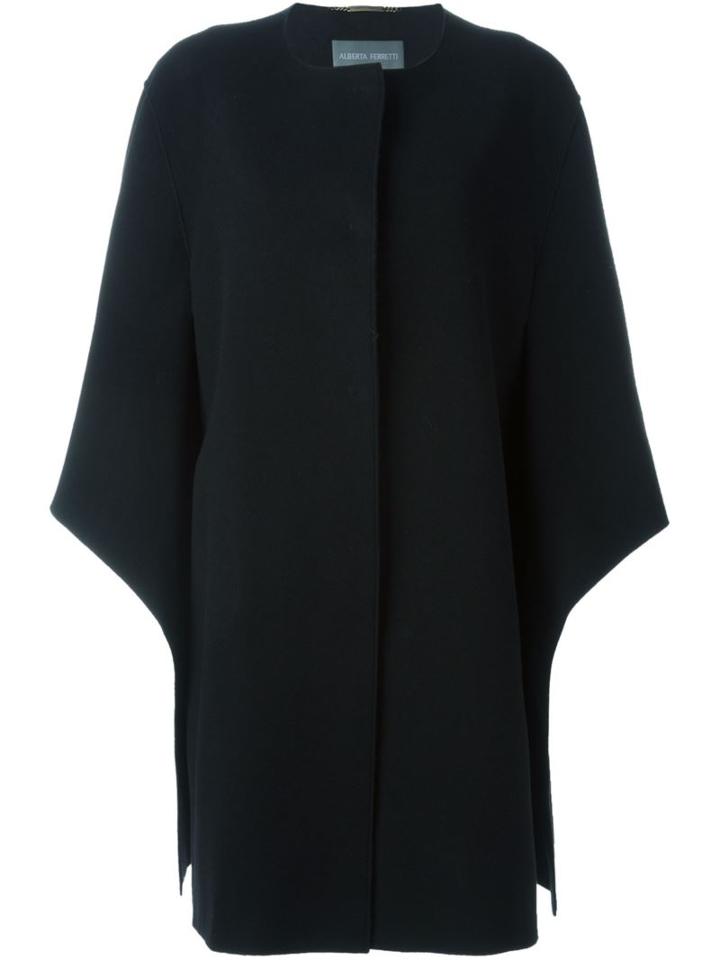 Alberta Ferretti Cape Sleeves Coat, Women's, Size: 42, Black, Polyamide/virgin Wool