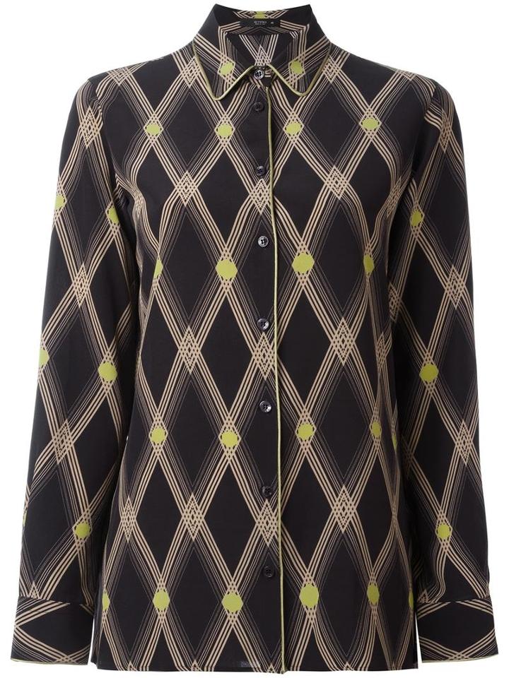 Etro Geometric Print Shirt, Women's, Size: 42, Black, Silk
