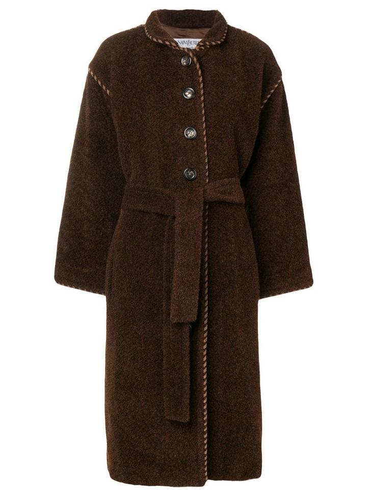 Yves Saint Laurent Pre-owned Long Belted Coat - Brown