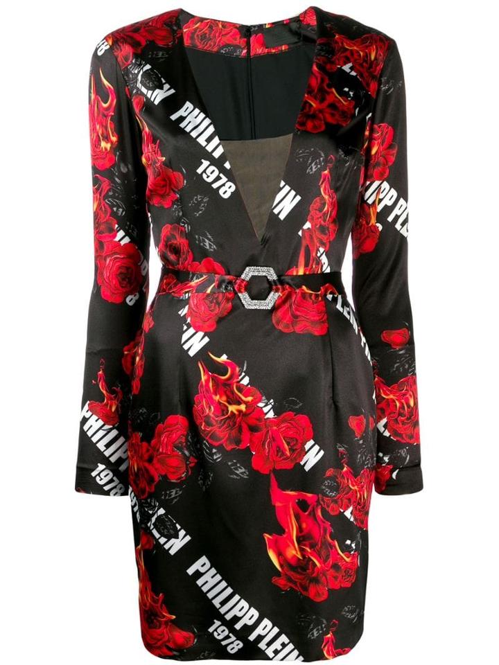 Philipp Plein Flowers Short Dress - Black