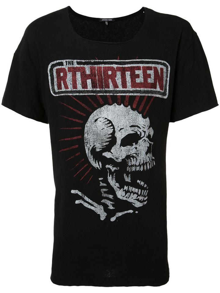 R13 Punk Skeleton Print T-shirt, Men's, Size: Small, Black, Cotton/polyurethane
