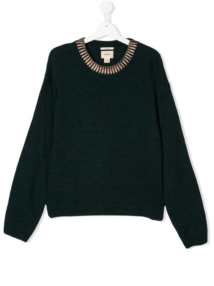 Bellerose Kids Jumper With Metallic Neckline - Blue