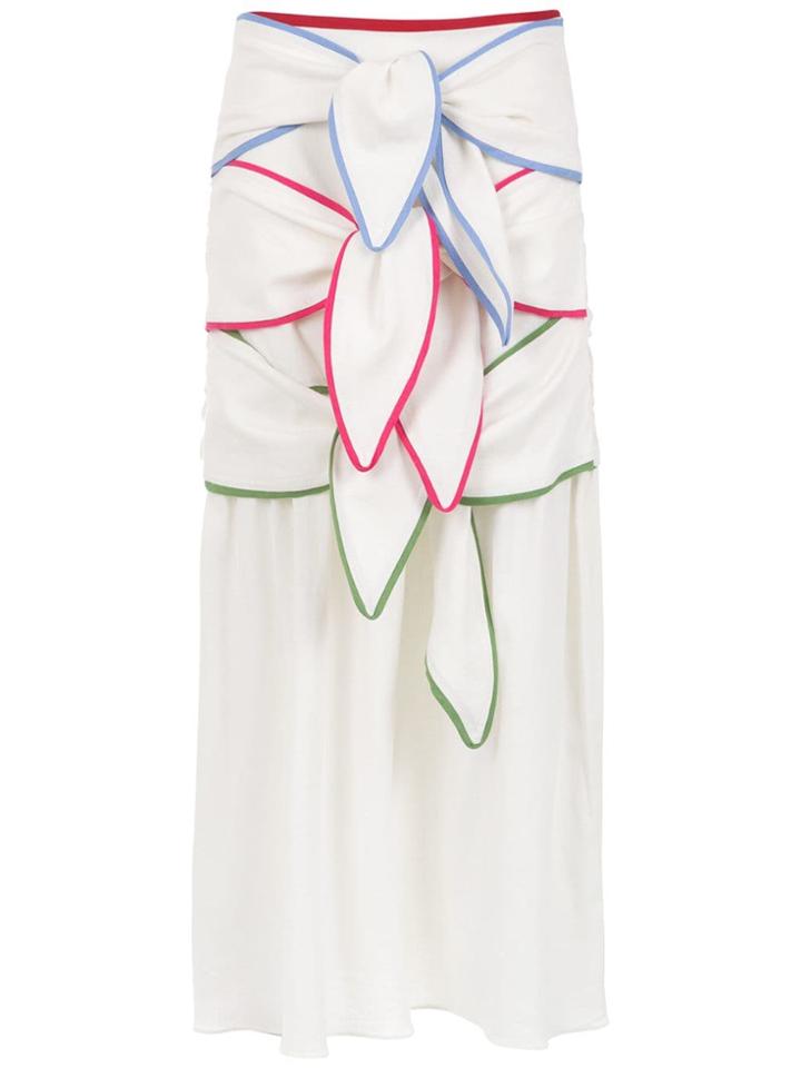 Framed Rainbow Midi Skirt - White