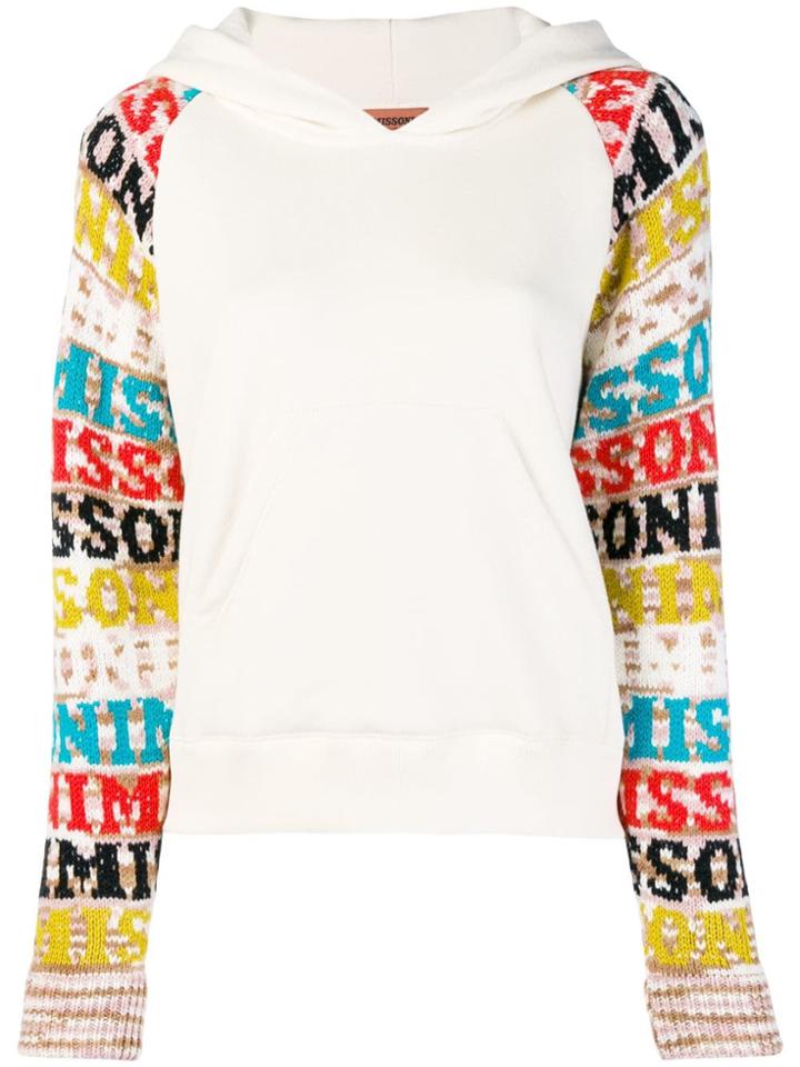 Missoni Logo Sleeve Hoodie - White
