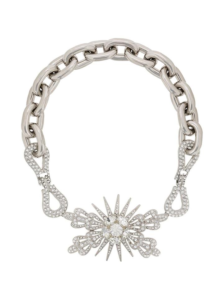 Paco Rabanne Crystal Embellished Statement Necklace - Silver