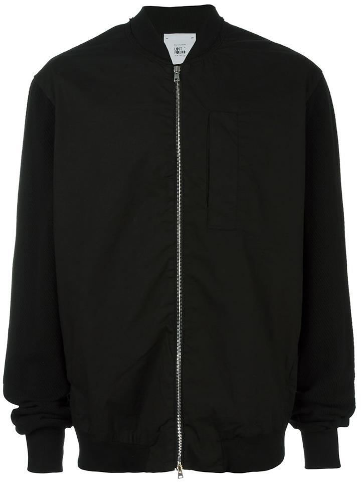 Lost & Found Rooms Zipped Bomber Jacket, Men's, Size: Large, Black, Cotton/spandex/elastane