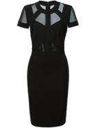 Nicole Miller Sheer Panel Fitted Dress