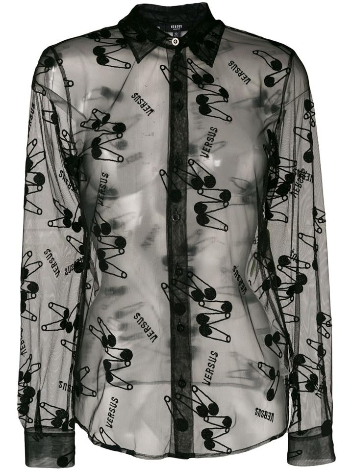 Versus Embroidered Transparent Shirt - Black