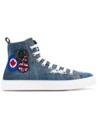 Dsquared2 Denim Patch Basquettes High-top Sneakers - Blue