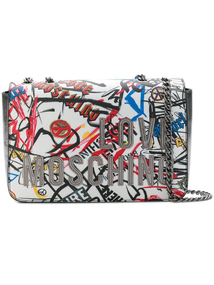 Love Moschino Graffiti Shoulder Bag - White