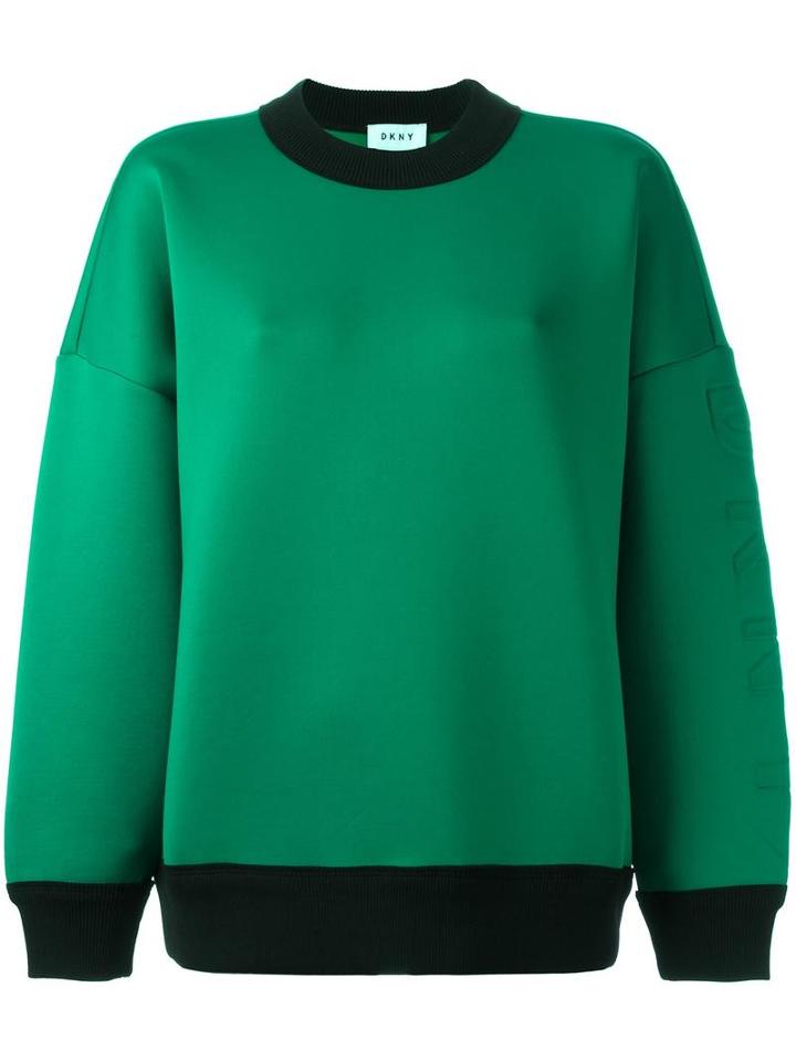 Dkny Bicolour Neoprene Sweatshirt, Women's, Size: Medium, Green, Polyester/viscose/spandex/elastane