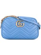 Gucci Mini Gg Marmont Crossbody Bag, Women's, Blue, Leather