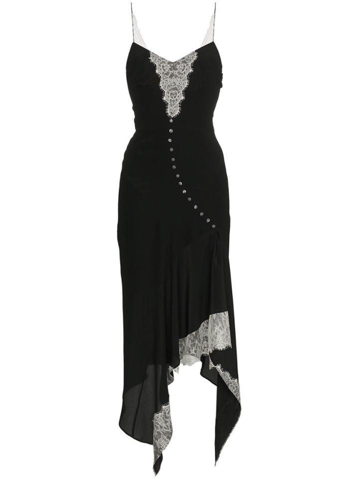 Olivier Theyskens Silk Slip Dress With Lace - Black