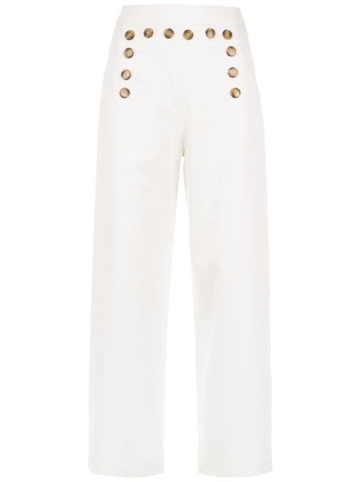 Nk Buttoned Palazzo Pants - White