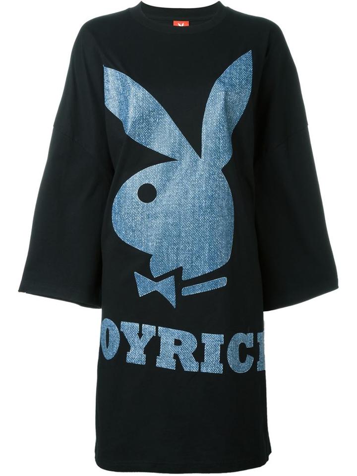 Joyrich Playboy Bunny T-shirt Dress, Women's, Size: M, Black, Cotton