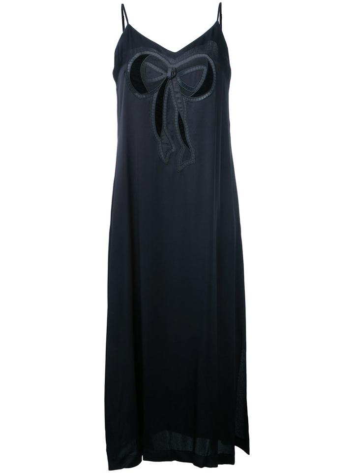 Muveil - Appliqué Bow Camisole Dress - Women - Cupro/triacetate - 40, Black, Cupro/triacetate