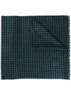 Canali Houndstooth Pattern Scarf, Men's, Grey, Silk/cashmere