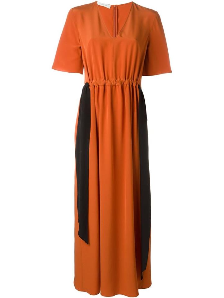Cédric Charlier Contrast Tie Pleated Dress