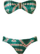 Brigitte Abstract Print Bandeau Bikini Set, Women's, Size: P, Green, Polyamide/spandex/elastane