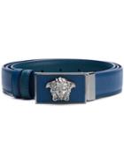 Versace Medusa Reversible Belt, Men's, Size: 105, Blue, Leather