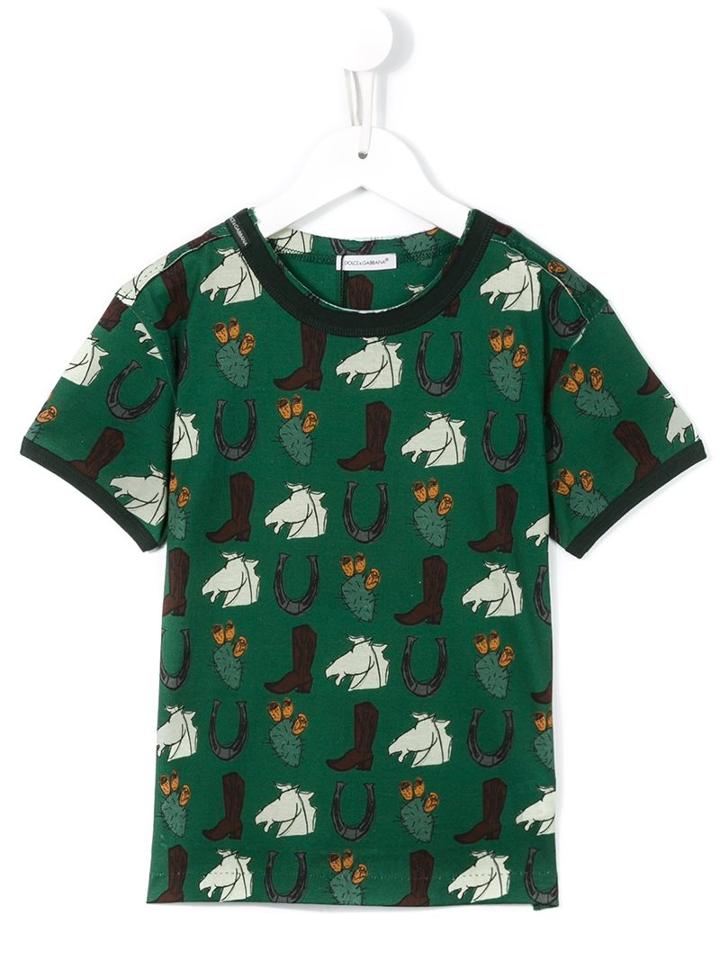 Dolce & Gabbana Kids 'sicilian Western' T-shirt, Boy's, Size: 10 Yrs, Green
